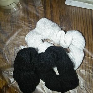 Black and White stitched scrunchies